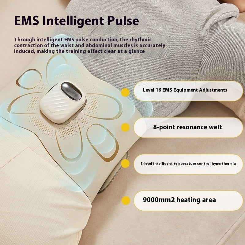 Heat Compress Fitness Massage Belt with EMS Intelligent Pulse features and adjustments for optimal comfort and heating.