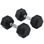 2x10kg Rubber Hex Dumbbell Set