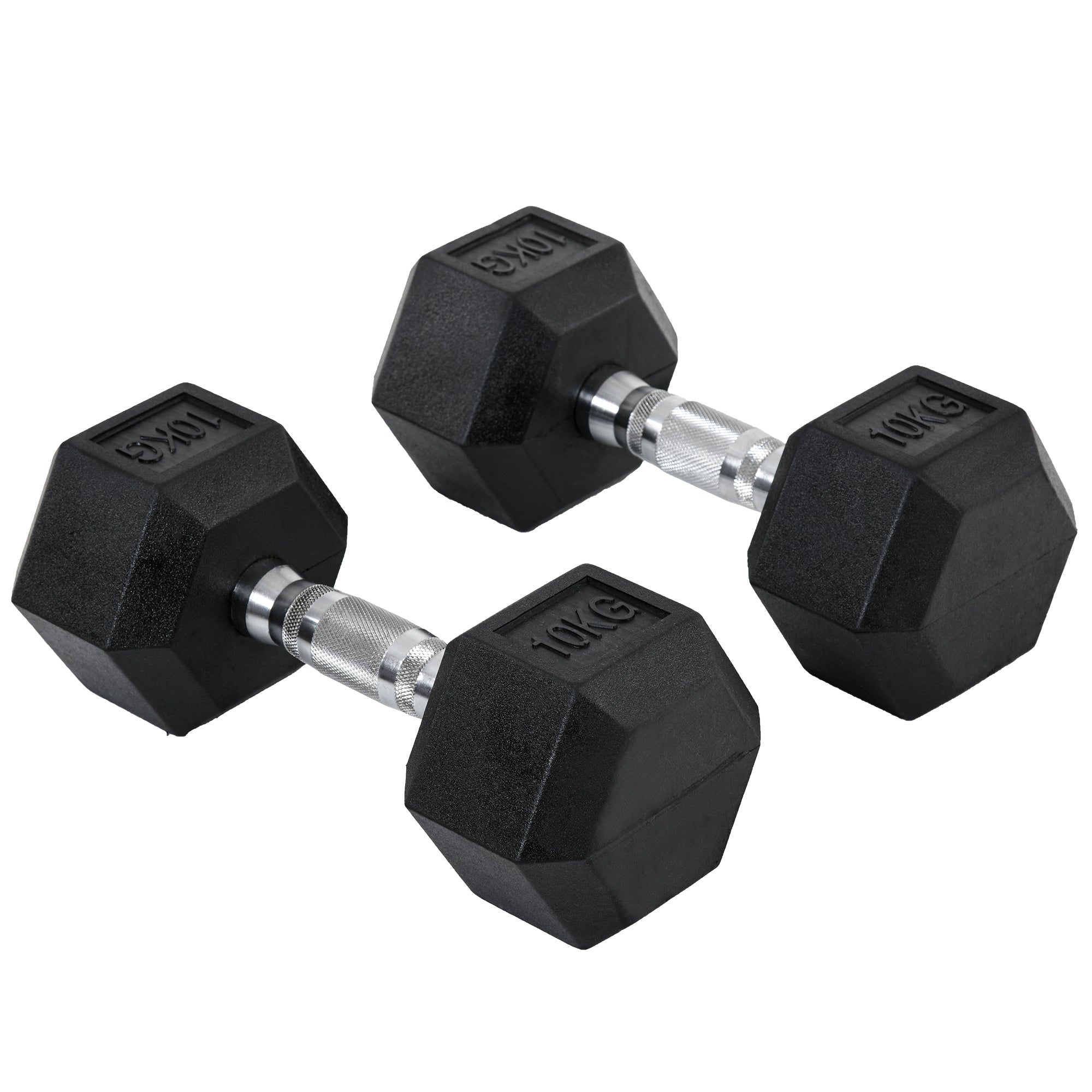 2x10kg Rubber Hex Dumbbell Set
