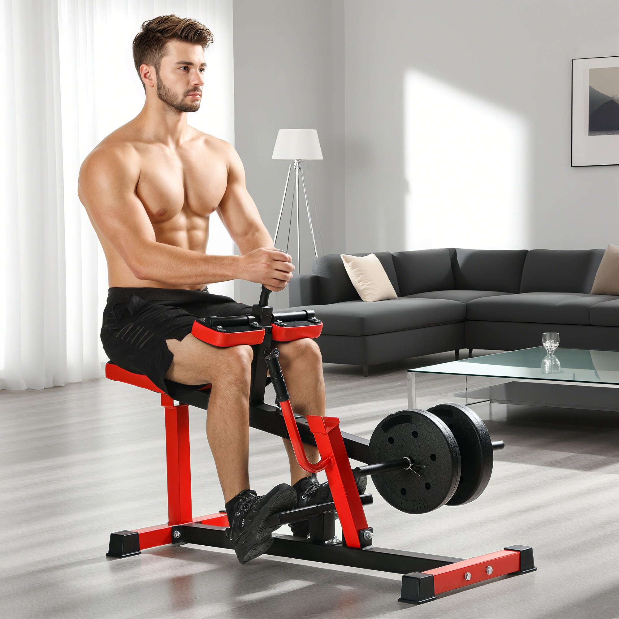 Adjustable Seated Calf Raise Machine – Red
