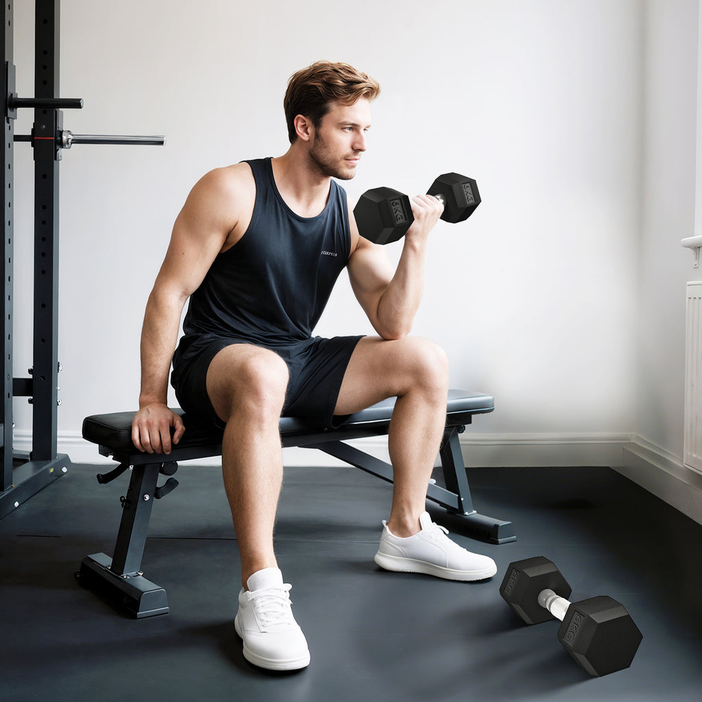2x6kg Rubber Hex Dumbbell Set