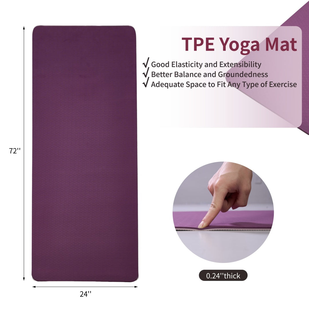TPE Non-Slip Yoga Mat 72x24 (Blue)