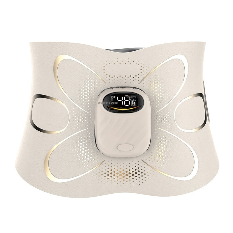 Heat Compress Fitness Massage Belt designed for relaxation with USB power and 3 adjustable gears in creamy-white color.